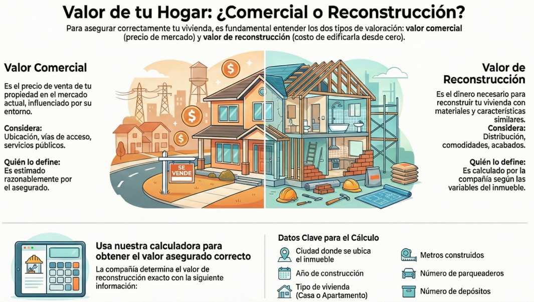reconstrucción o valor comercial